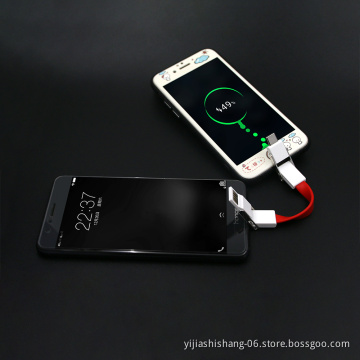 Yijiashishang Best promotional gift support phone to phone charger 4 in 1 Keychain usb charging cable for iPhone + Micro USB + USB-C